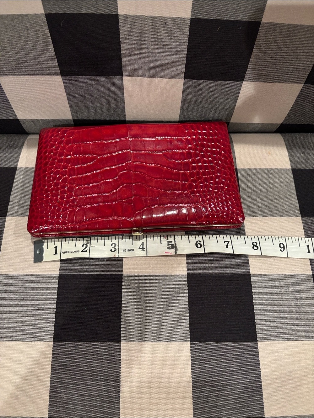 Abas Red Croc-Embossed Wristlet Clutch - Picture 2 of 5